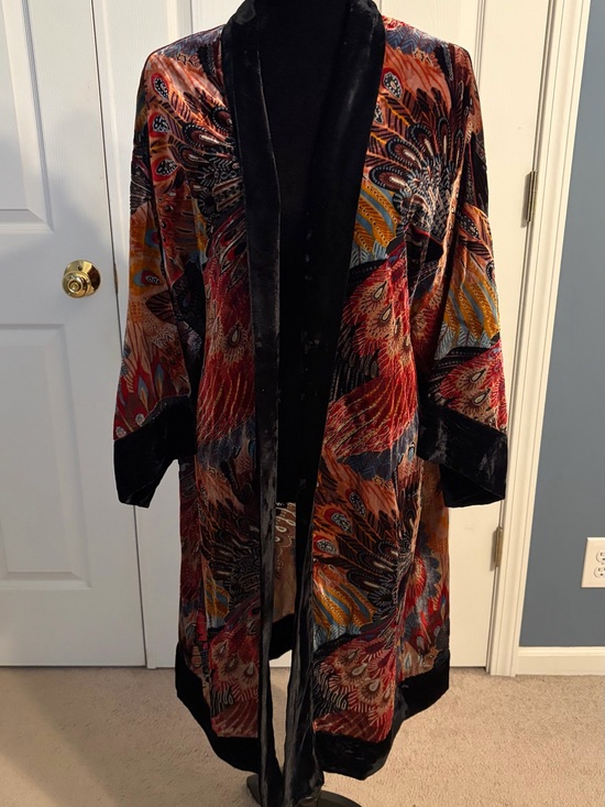 Chico's Other - Chico’s velvet peacock pattern duster/kimono/layering piece.New w/ tags, sz L/XL